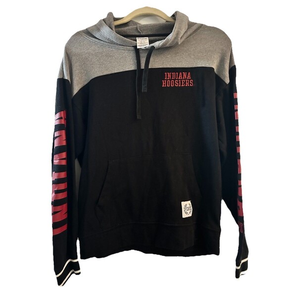 Victoria’s Secret PINK IU Indiana Hoosiers Gray & Black Hoodie Sweatshirt Sz XS - Picture 2 of 5
